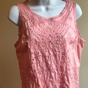 Pink eyelet blouse